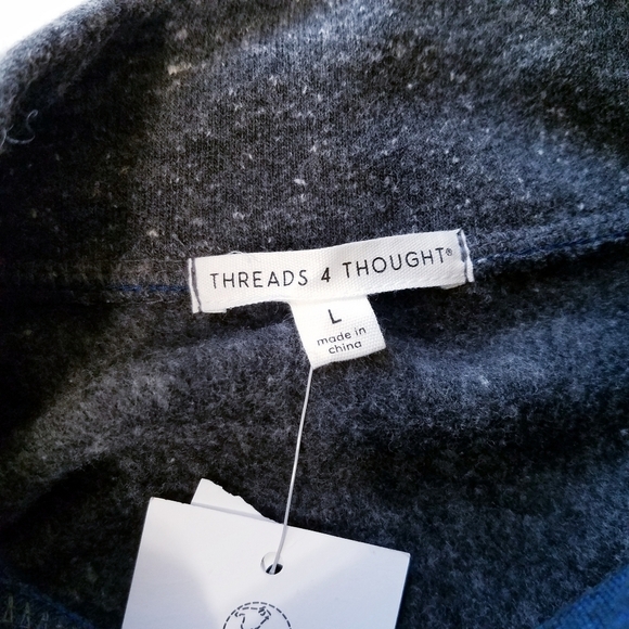 NEW Threads for Thought | Fleece Contrast Mock Neck Sweater‎ L - Picture 13 of 13